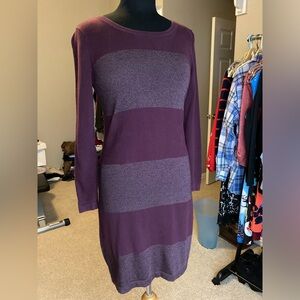 Banana Republic deep purple striped sweater dress, size small